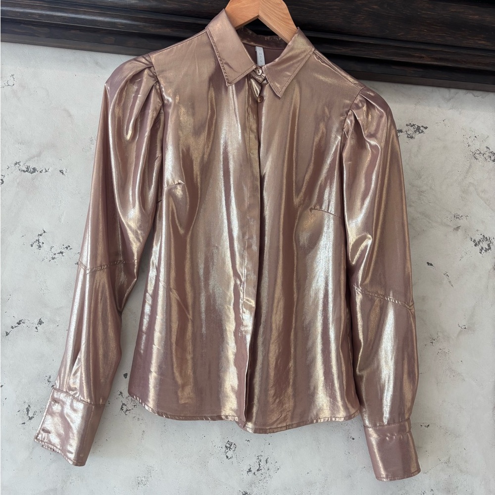 Zara Metallic Gold Blouse